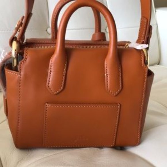 J.Crew - Harper Mini Satchel in Italian Leather |  Burnished Pecan Brown - Picture 10 of 14
